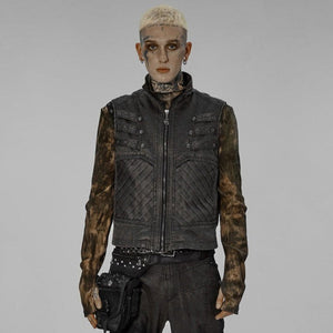 Sinister Gray Biker Punk Vest by Punk Rave