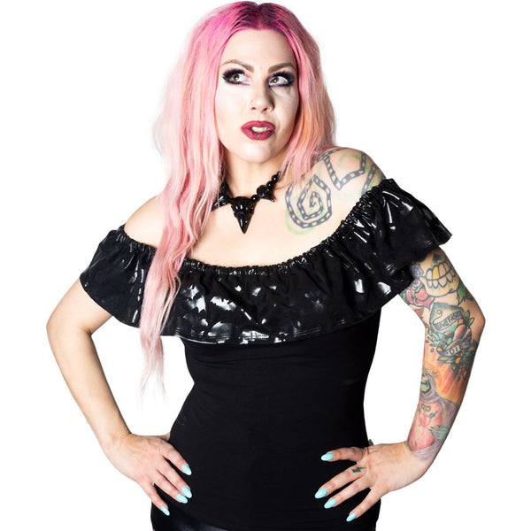 Ruffle Bat Black Top by Kreepsville 666