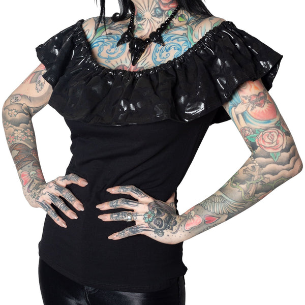 Ruffle Bat Black Top by Kreepsville 666