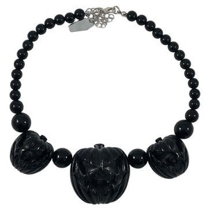 Jack O Lantern Black Pumpkin Necklace by Kreepsville 666