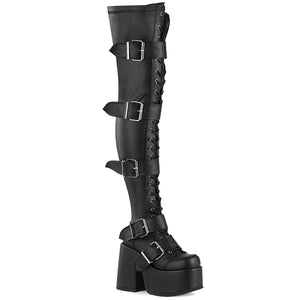 CAMEL-305 Buckle Thigh High Boots by Demonia
