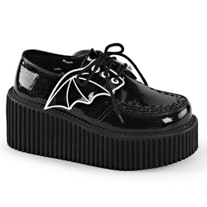 CREEPER-205 Batwing Black Glitter Creeper Shoes by Demonia