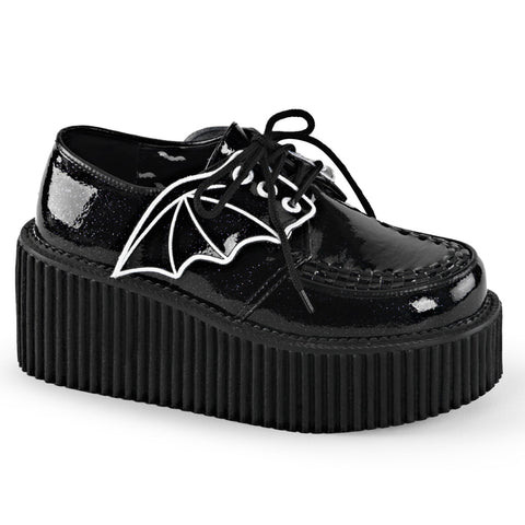 CREEPER-205 Batwing Black Glitter Creepers by Demonia
