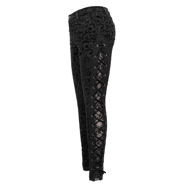 Ophelia Brocade Lace Up Pants by Devil Fashion