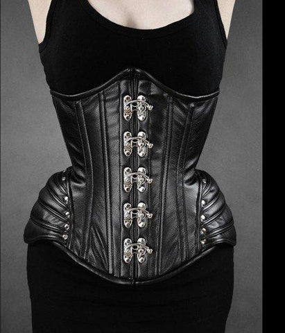 Black Armor Faux Leather Underbust Corset By Restyle