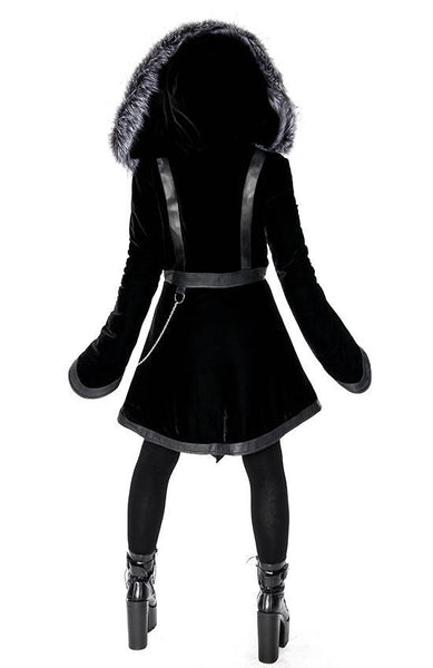 Velvet Oversized Faux Fur Hood Coat by Restyle