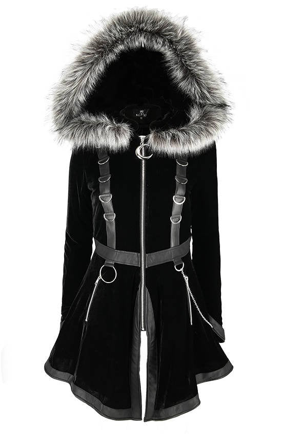 Velvet Oversized Faux Fur Hood Coat by Restyle