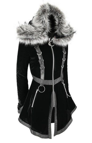 Velvet Oversized Faux Fur Hood Coat by Restyle