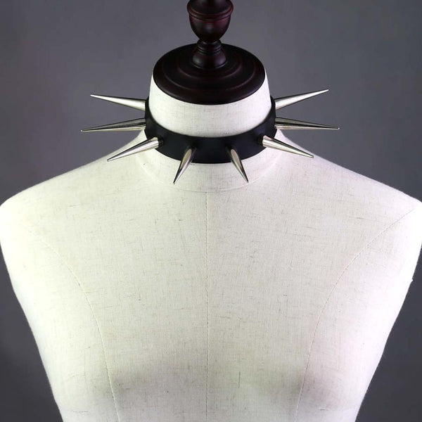 Daddy Long Spikes Faux Leather Choker