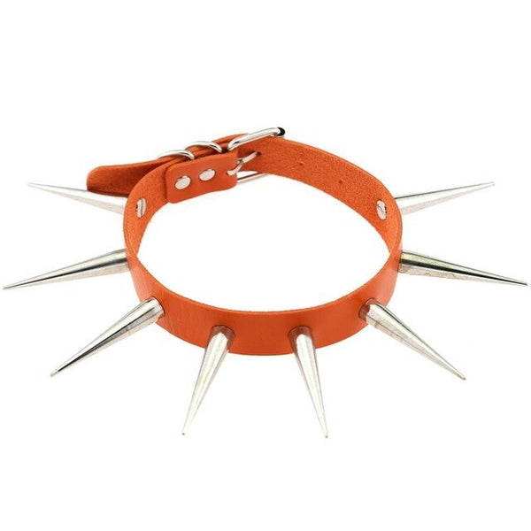 Daddy Long Spikes Faux Leather Choker