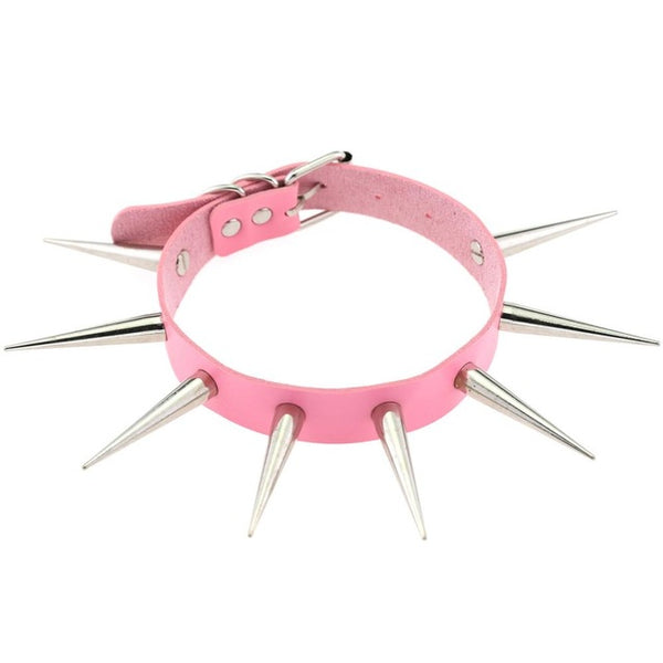 Daddy Long Spikes Faux Leather Choker