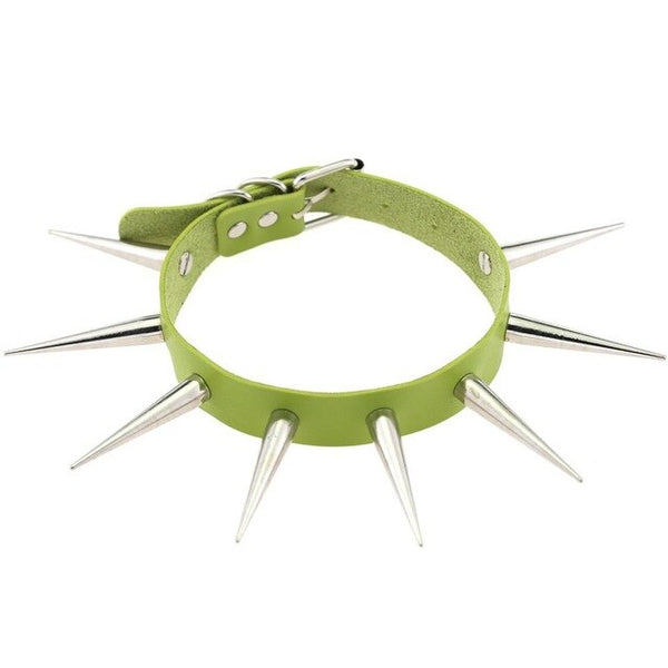 Daddy Long Spikes Faux Leather Choker