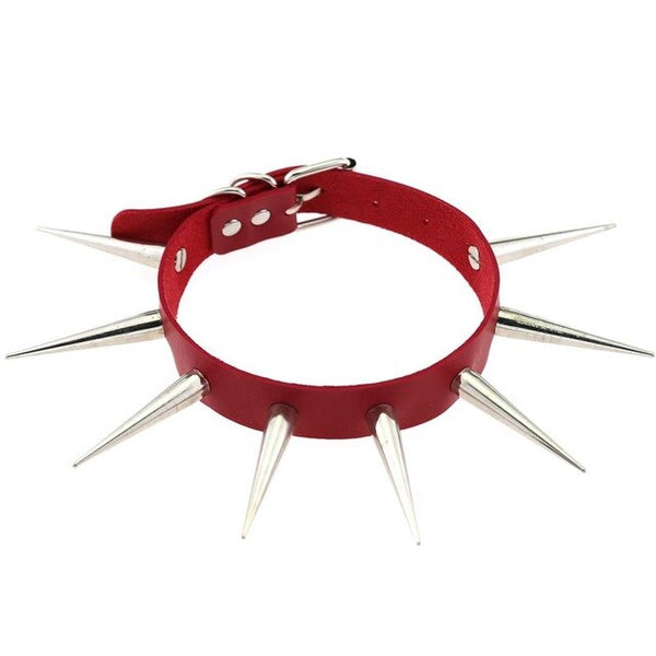 Daddy Long Spikes Faux Leather Choker