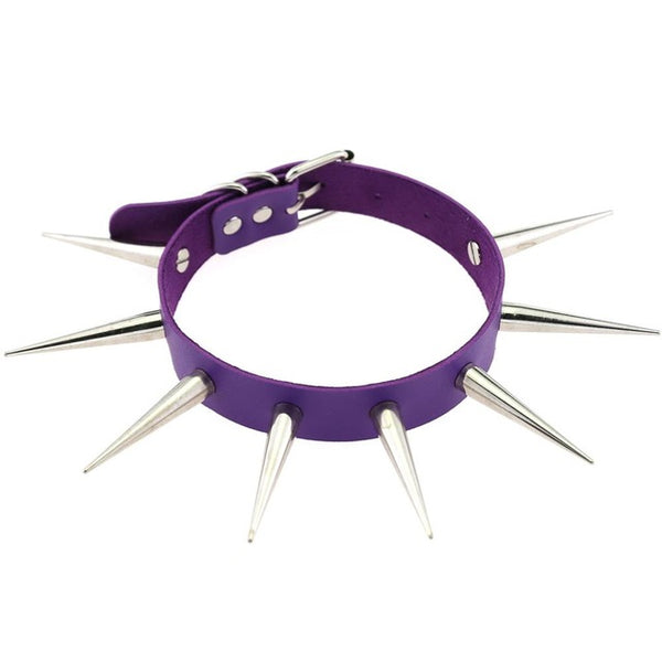 Daddy Long Spikes Faux Leather Choker