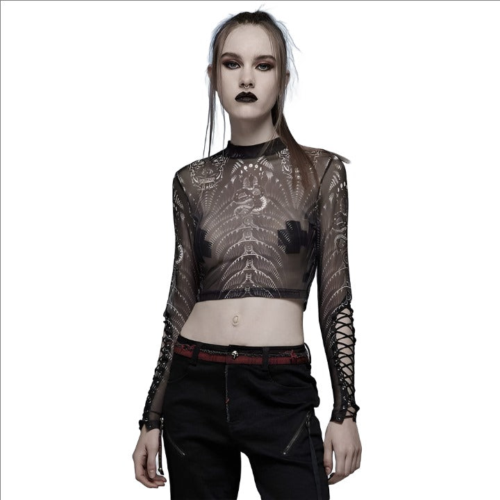 'Yaosobi' Printed See-through Top by Punk Rave
