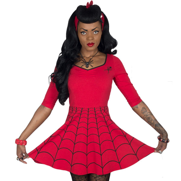 Spiderweb Red Skater Dress by Kreepsville 666