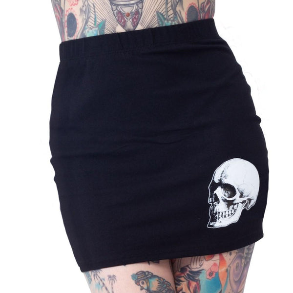 Skeleton Glow Hand Black Mini Skirt by Kreepsville 666