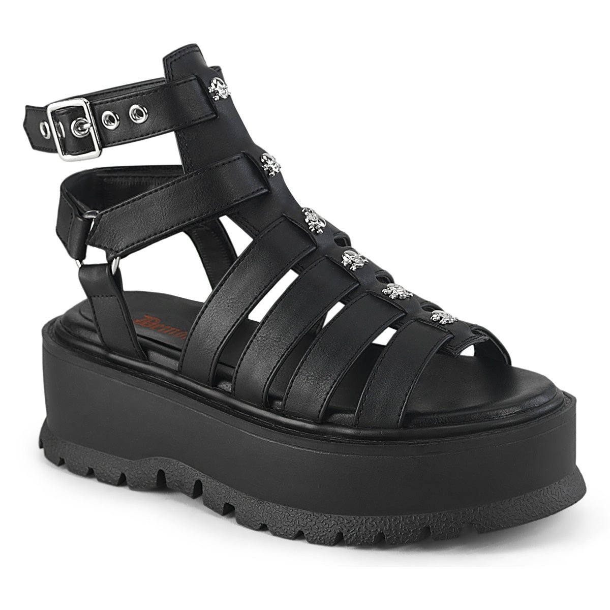 SLACKER-18 Skull & Crossbones Platform Sandals by Demonia
