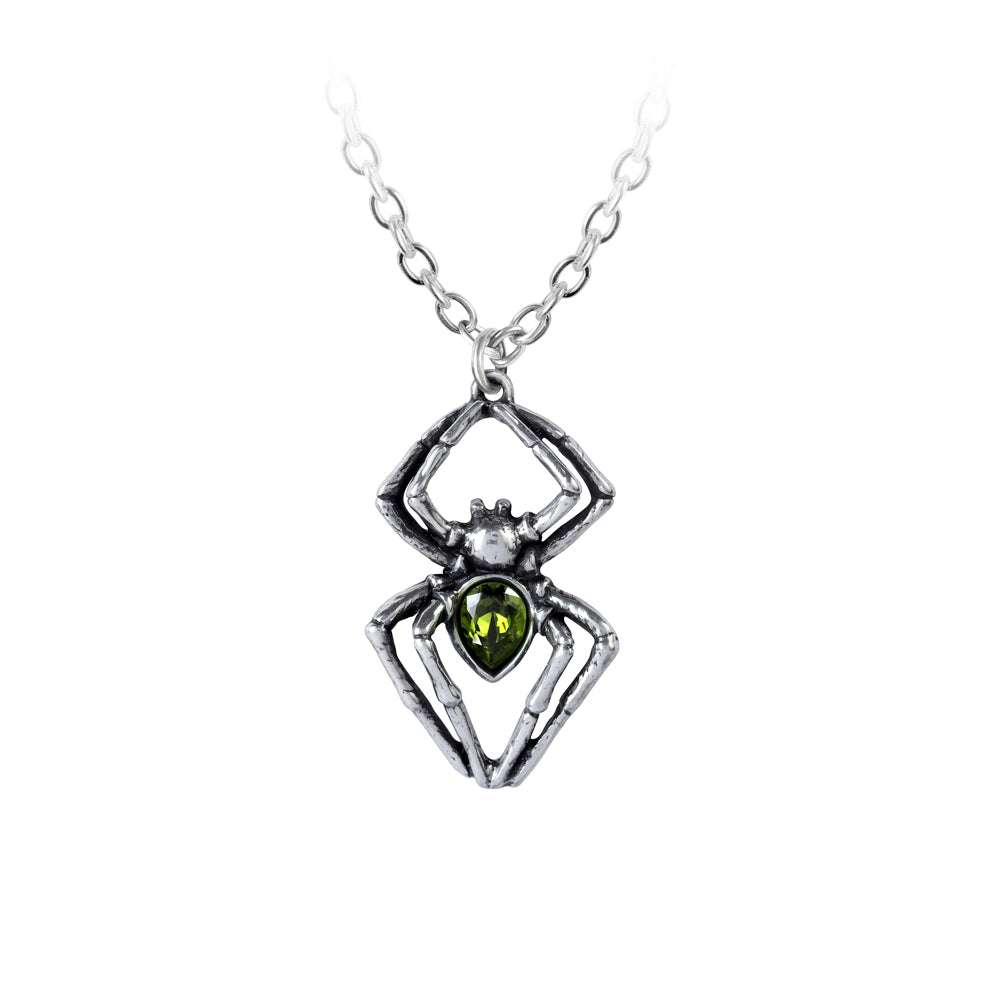 Emerald Spiderling Pendant Necklace by Alchemy Gothic
