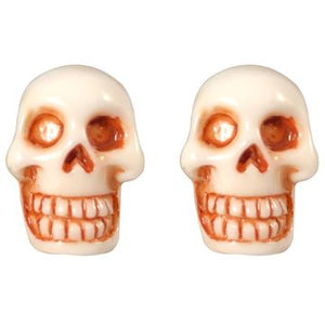 Skull Stud White Earrings by Kreepsville 666