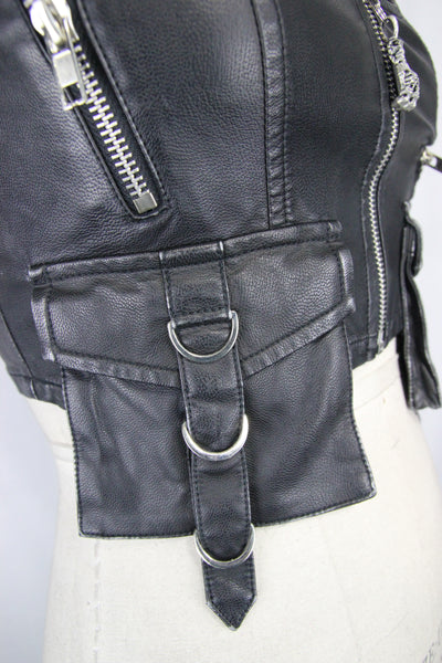 Reach For The Dead Faux Leather Vest Top by Devil Fashion
